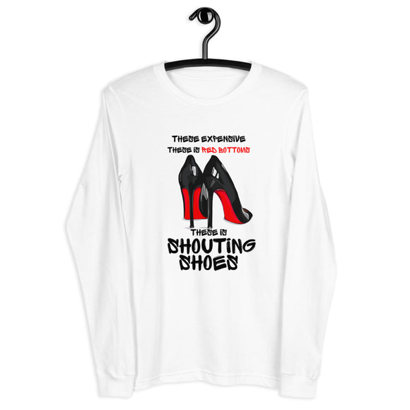 Red Bottom Shouting Shoes Long Sleeve Tee